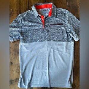 Adidas Men's Gray and Red Polo Shirt